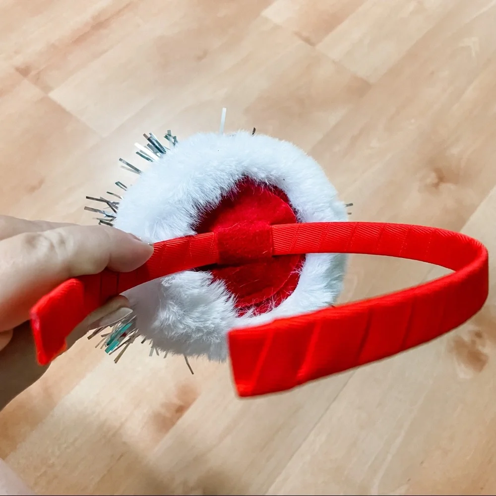 Unbranded Red White & Silver Christmas Santa Hat Headband Girls OS
